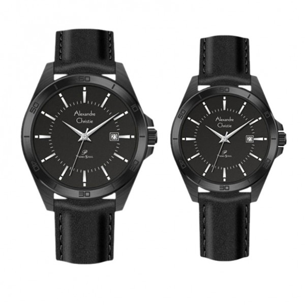 Alexandre Christie AC 1011 Full Black Leather Couple